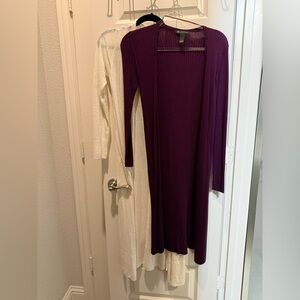 INC International Purple and  Rachel Zoe Soft Cream Knit Cardigan